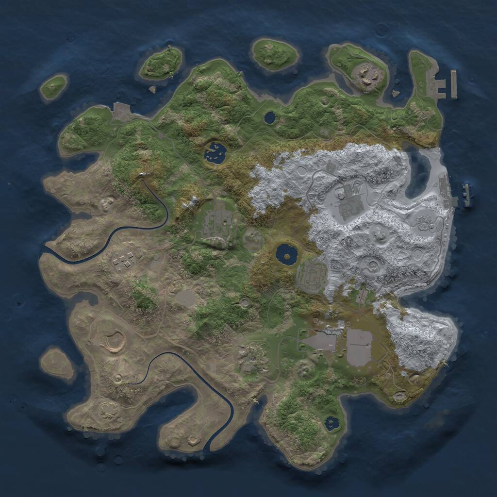 Rust Map: Procedural Map, Size: 3500, Seed: 2091703872, 15 Monuments