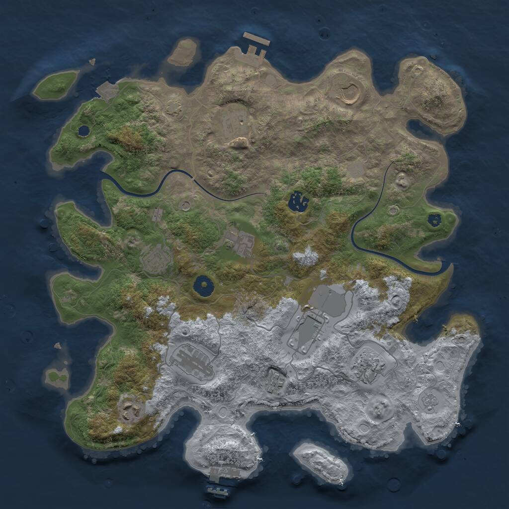 Rust Map: Procedural Map, Size: 3750, Seed: 149594577, 16 Monuments