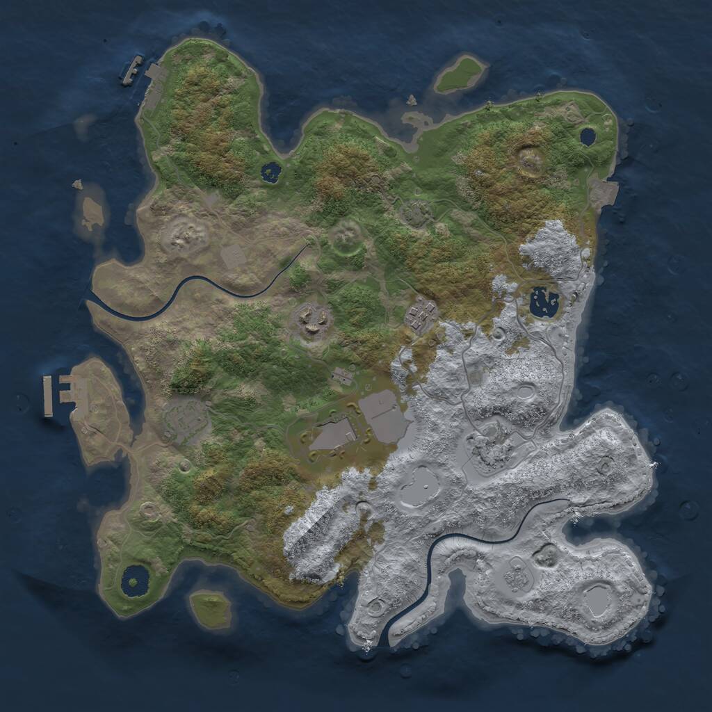 Rust Map: Procedural Map, Size: 3500, Seed: 1864540713, 11 Monuments