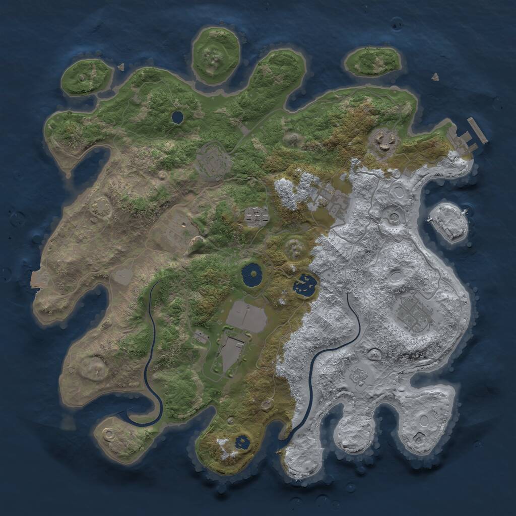 Rust Map: Procedural Map, Size: 3500, Seed: 240925819, 13 Monuments