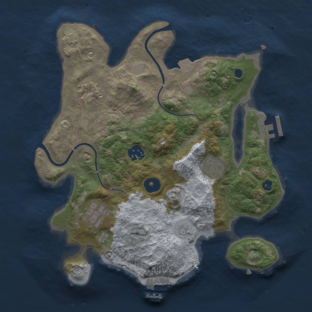 Rust Map: Procedural Map, Size: 3000, Seed: 1842644135, 9 Monuments