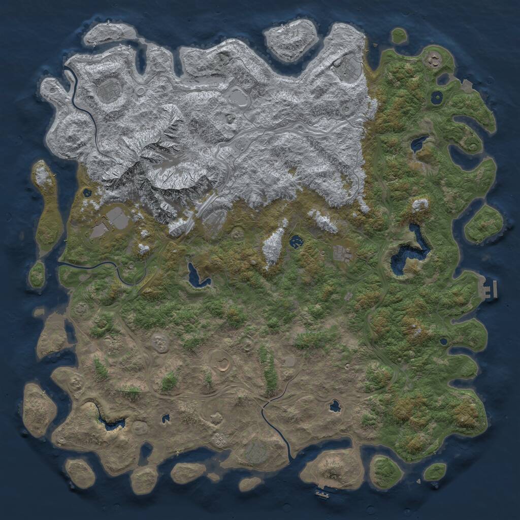 Rust Map: Procedural Map, Size: 6000, Seed: 1233691, 17 Monuments