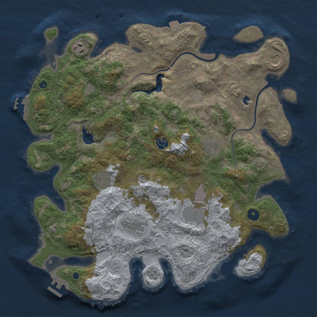 Rust Map: Procedural Map, Size: 4000, Seed: 1142434584, 14 Monuments