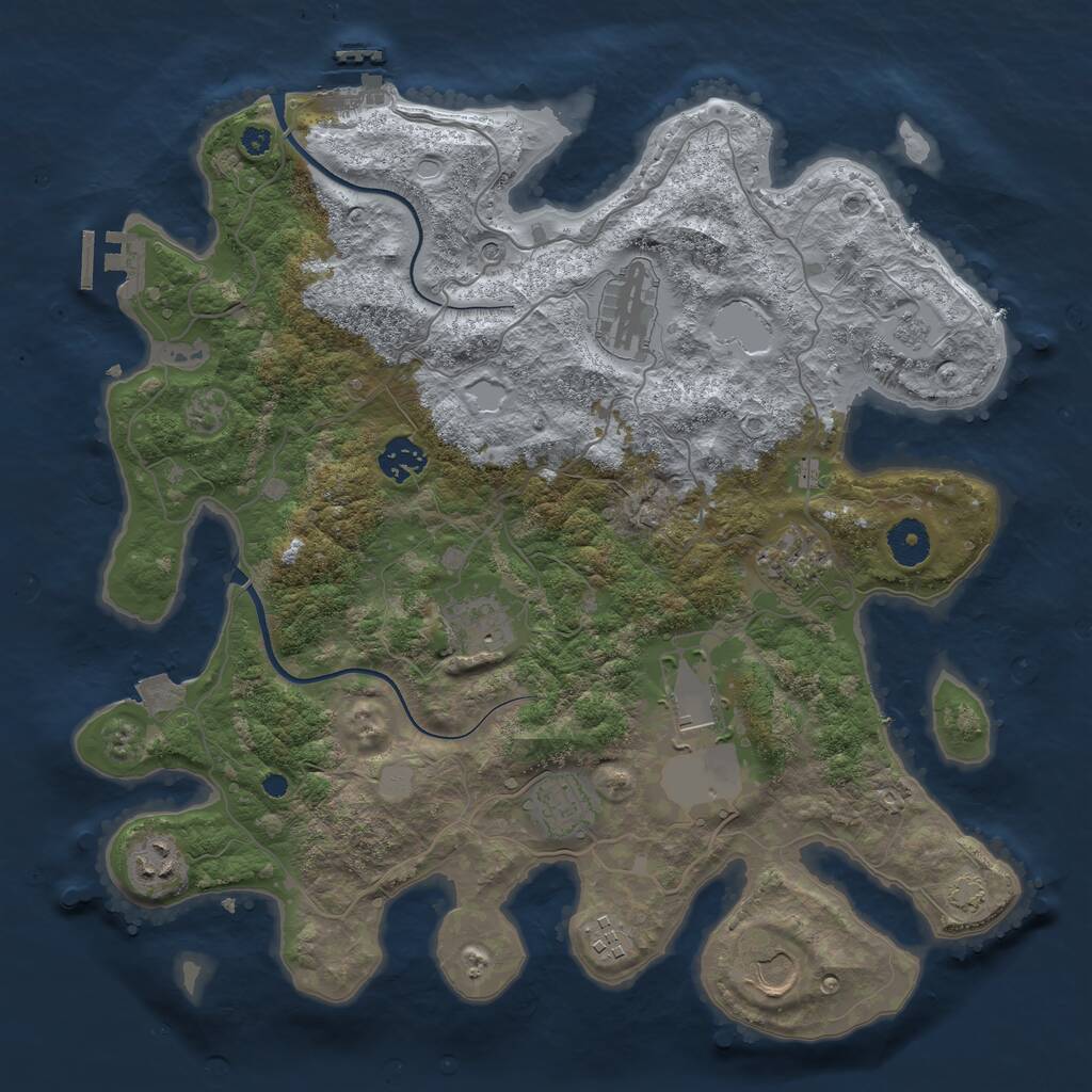 Rust Map: Procedural Map, Size: 3700, Seed: 1461961356, 15 Monuments