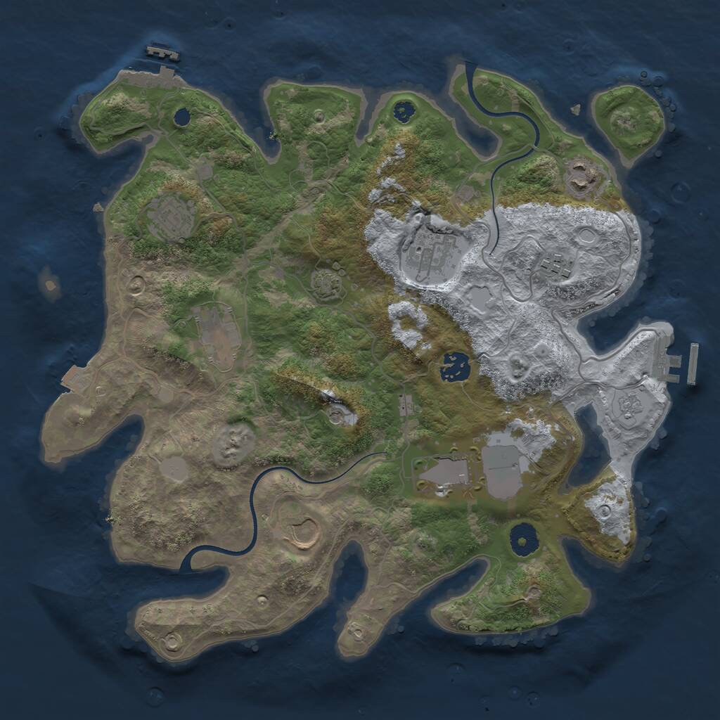 Rust Map: Procedural Map, Size: 3500, Seed: 4081, 14 Monuments