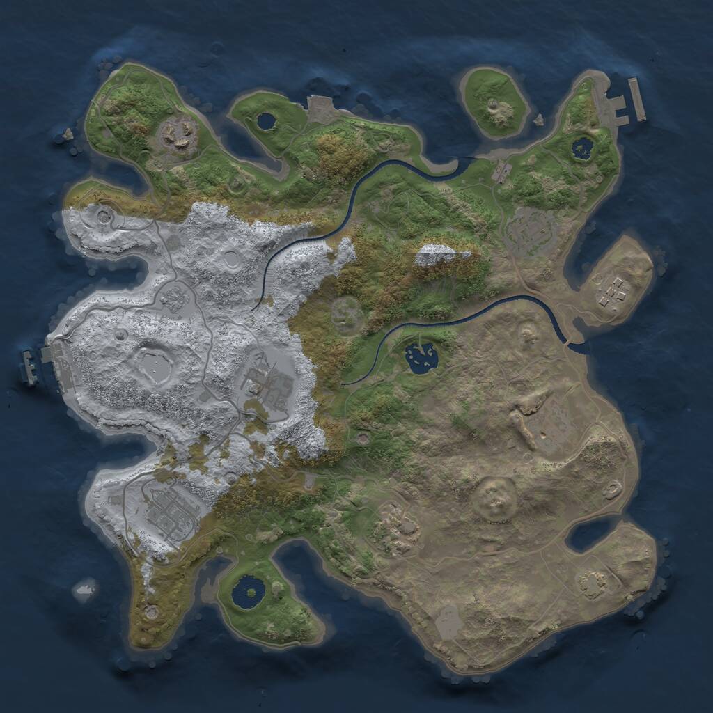 Rust Map: Procedural Map, Size: 3300, Seed: 1016850160, 14 Monuments