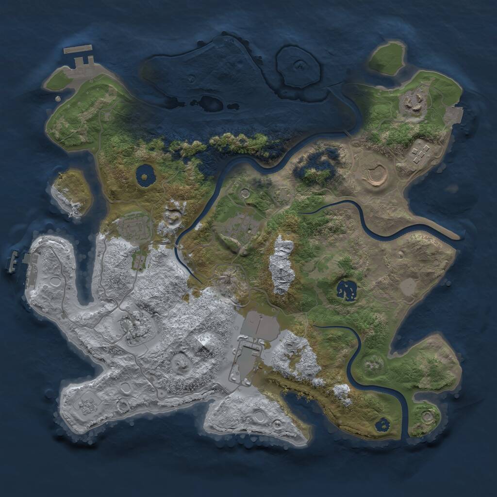 Rust Map: Procedural Map, Size: 3500, Seed: 747746975, 14 Monuments