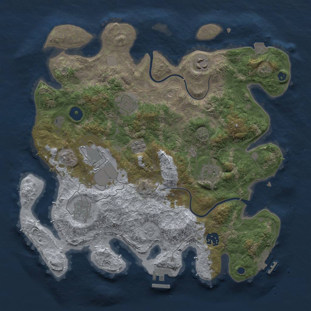 Rust Map: Procedural Map, Size: 3500, Seed: 1557693925, 13 Monuments