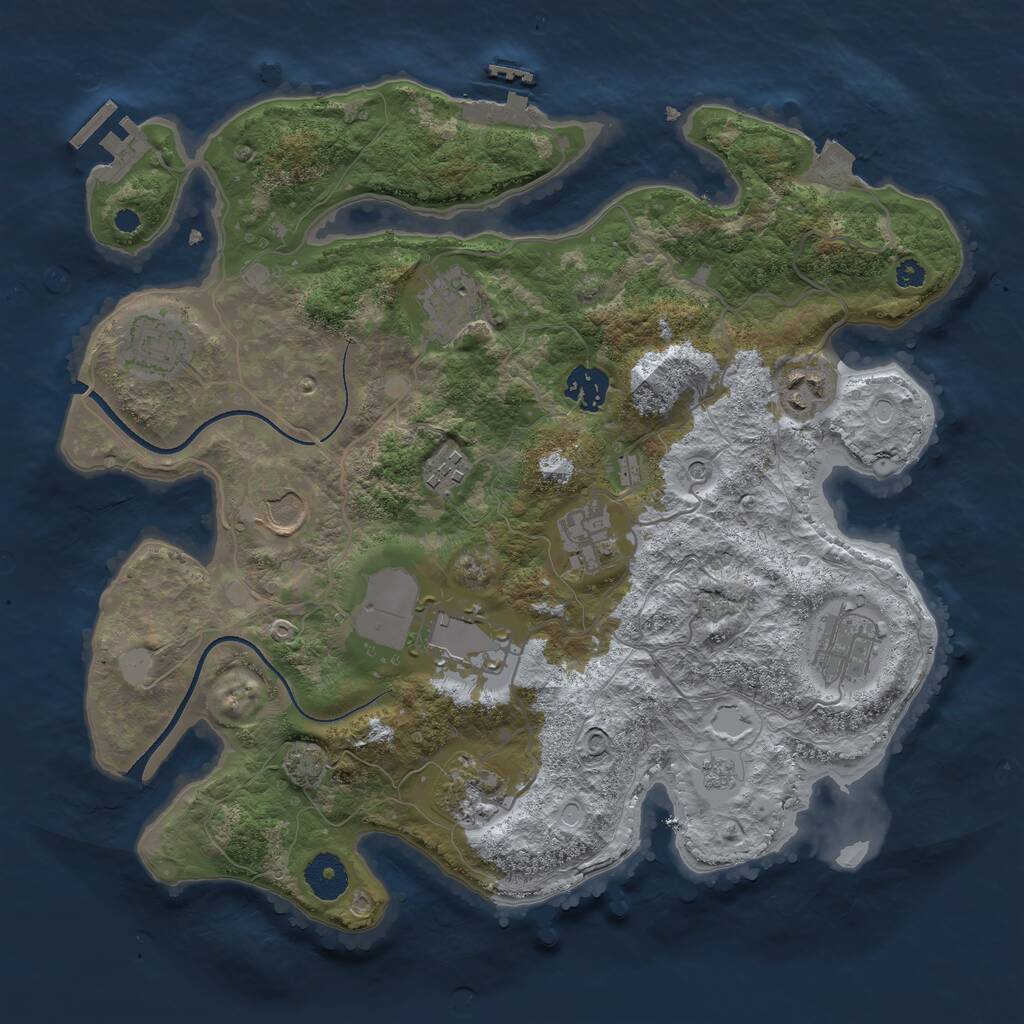 Rust Map: Procedural Map, Size: 3500, Seed: 1634886241, 16 Monuments