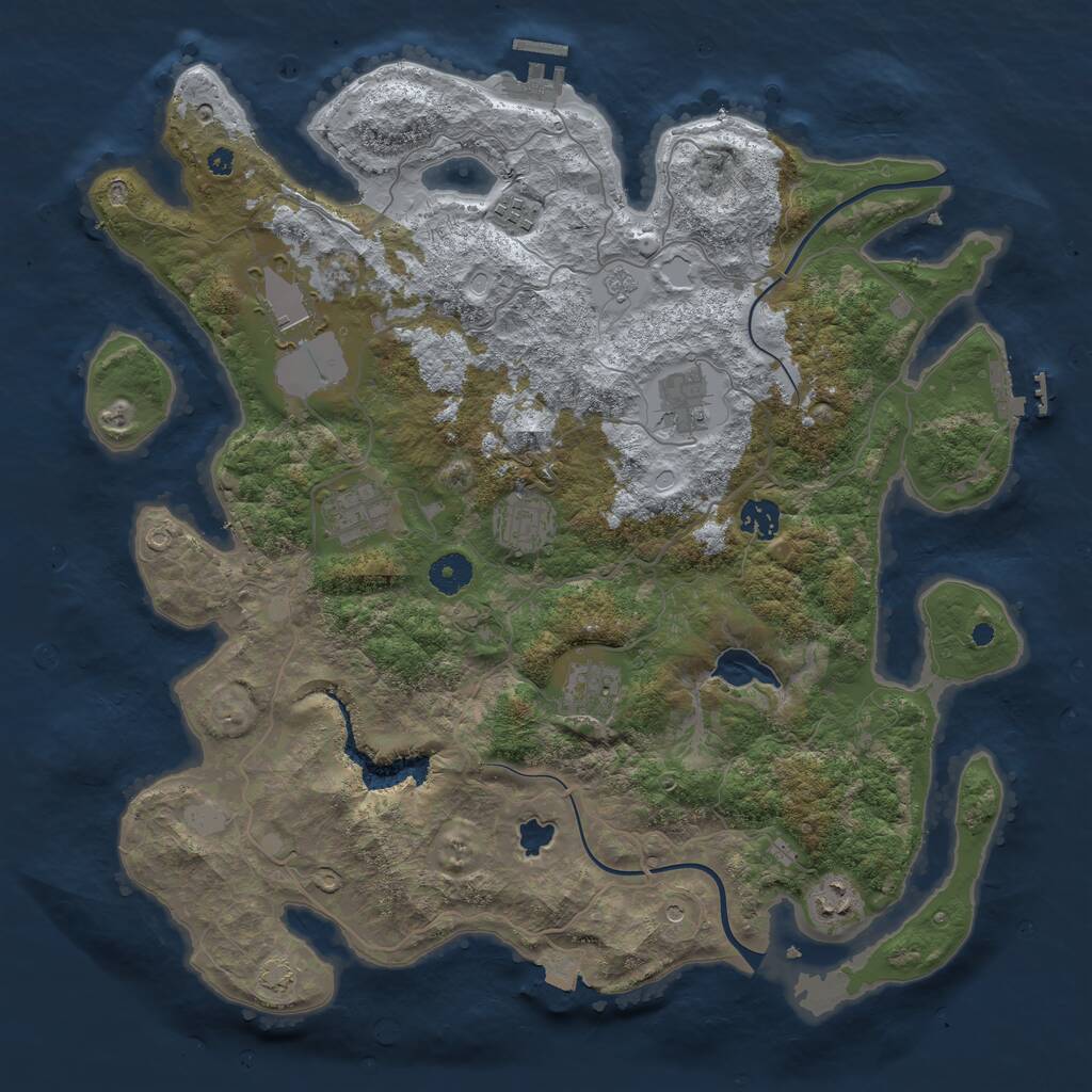 Rust Map: Procedural Map, Size: 4000, Seed: 383531, 14 Monuments