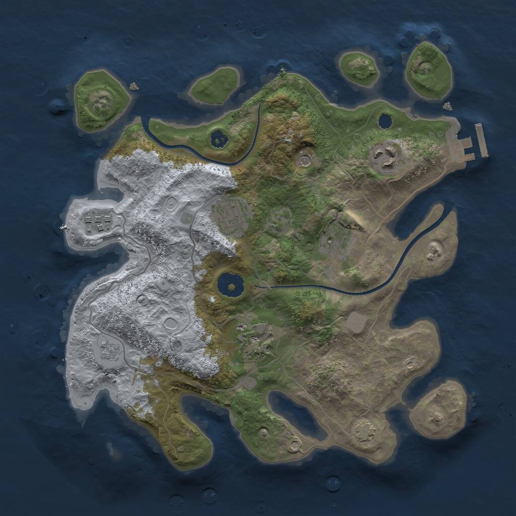 Rust Map: Procedural Map, Size: 3000, Seed: 218759, 10 Monuments