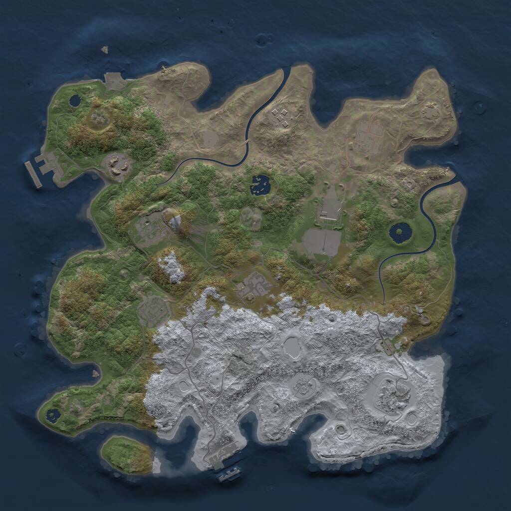 Rust Map: Procedural Map, Size: 3600, Seed: 562, 14 Monuments