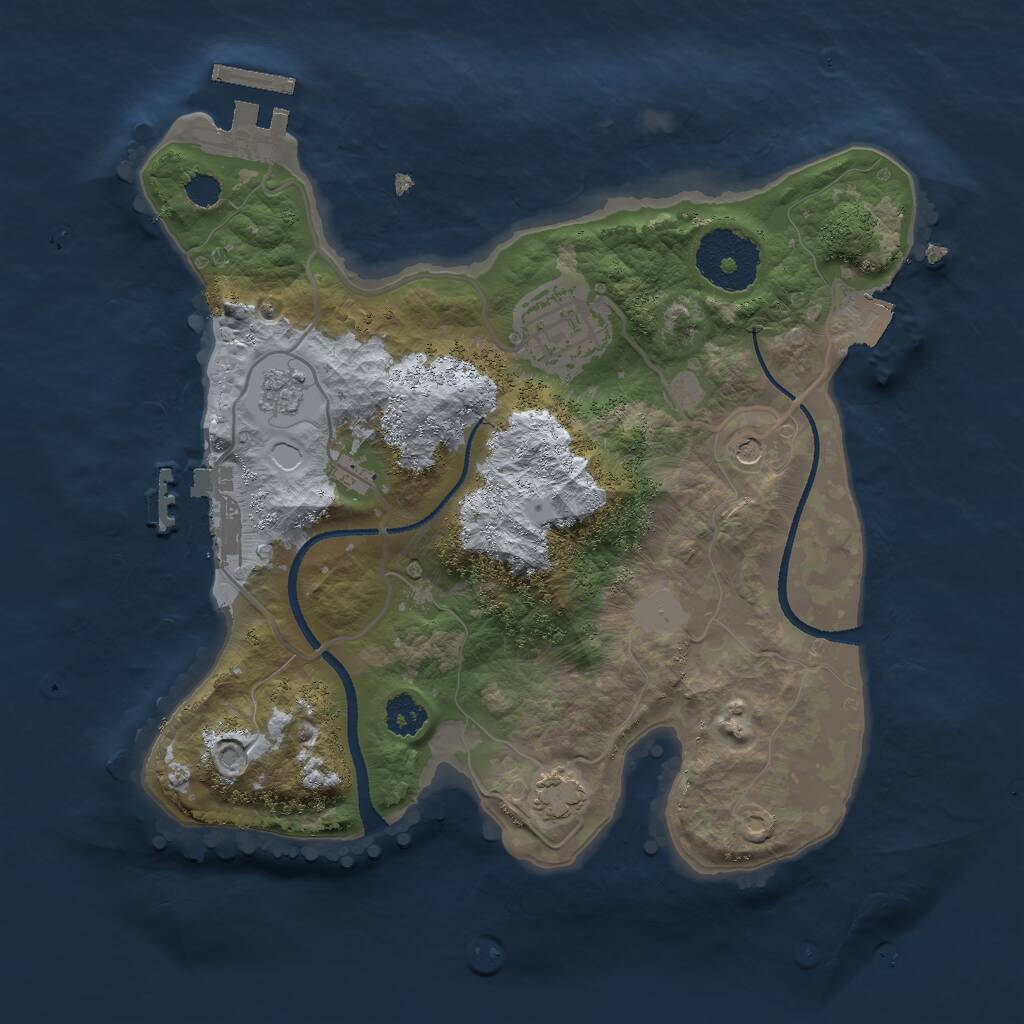 Rust Map: Procedural Map, Size: 2500, Seed: 964737, 7 Monuments