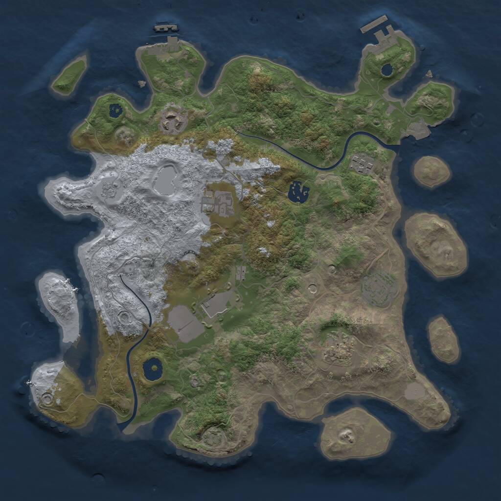 Rust Map: Procedural Map, Size: 3500, Seed: 347922231, 13 Monuments