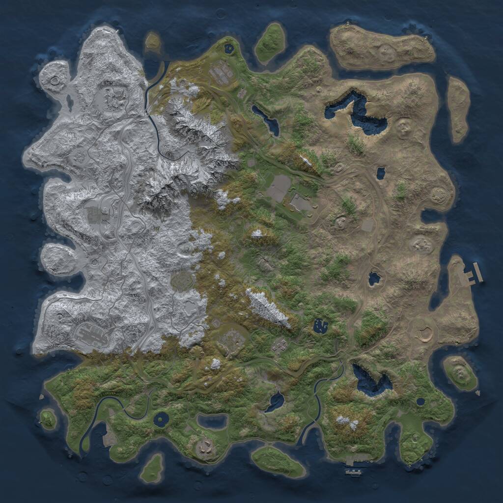 Rust Map: Procedural Map, Size: 5000, Seed: 12121024, 17 Monuments