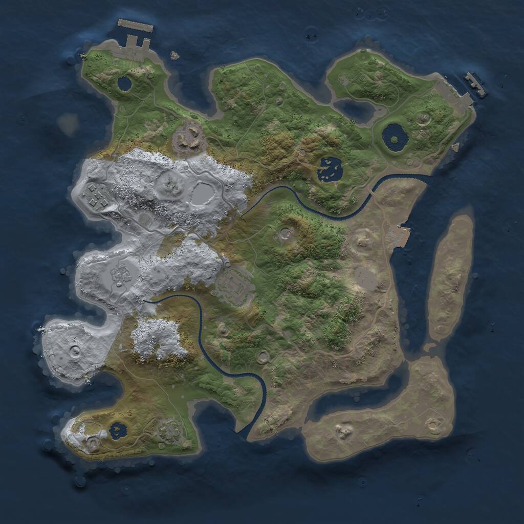 Rust Map: Procedural Map, Size: 3000, Seed: 1827960, 10 Monuments