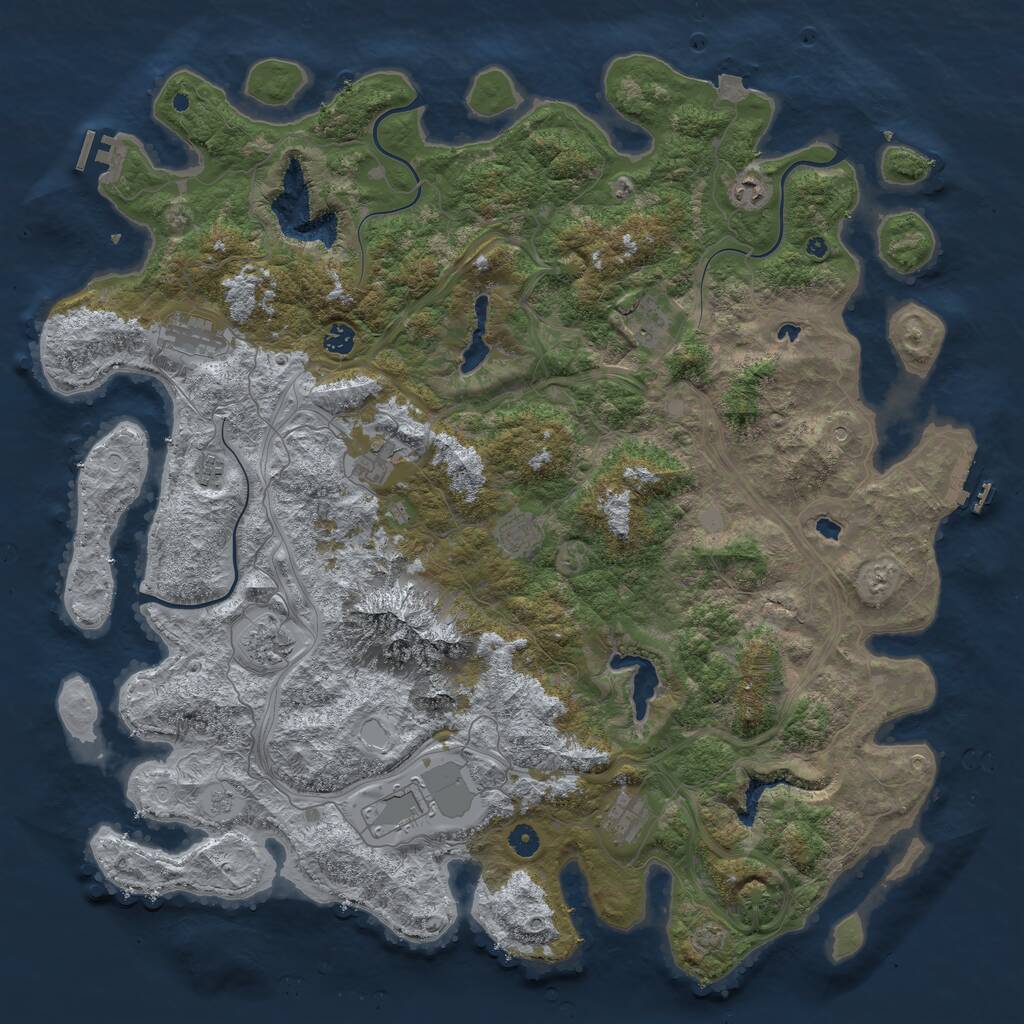 Rust Map: Procedural Map, Size: 5000, Seed: 1983847, 16 Monuments