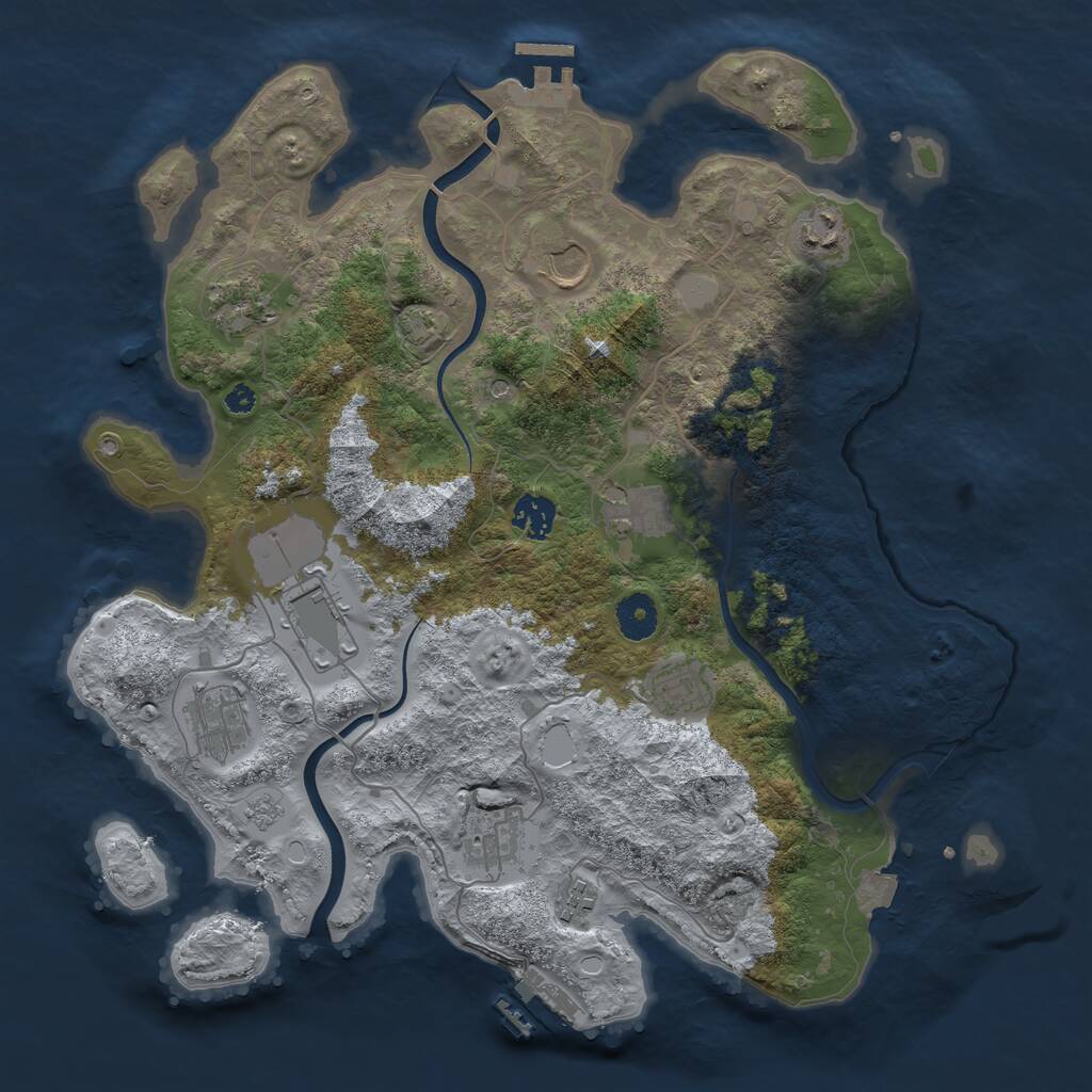 Rust Map: Procedural Map, Size: 3750, Seed: 608284107, 16 Monuments