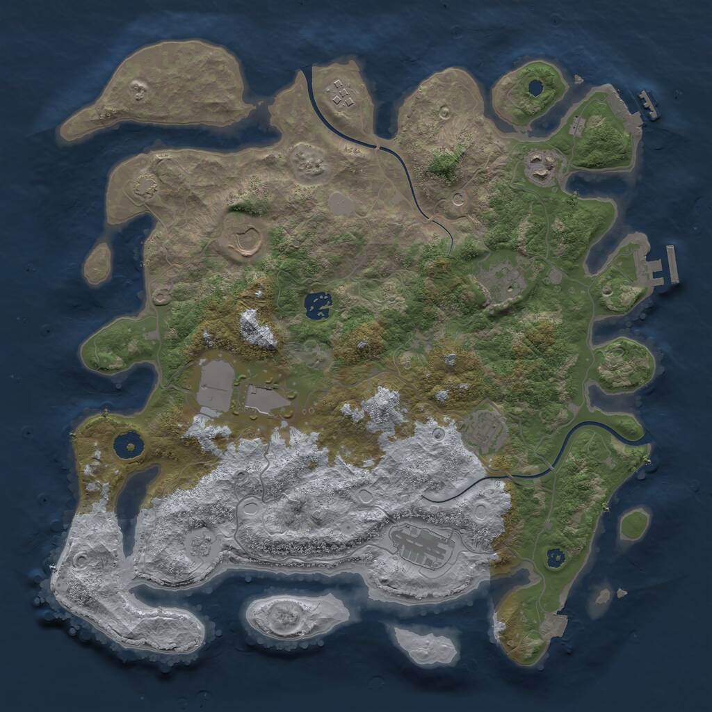 Rust Map: Procedural Map, Size: 3750, Seed: 2099014699, 14 Monuments