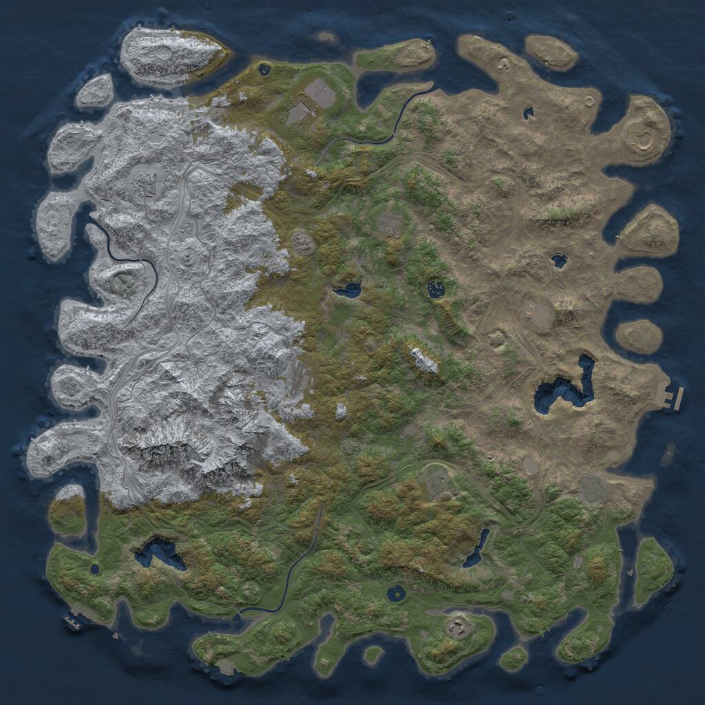 Rust Map: Procedural Map, Size: 6000, Seed: 857915322, 17 Monuments