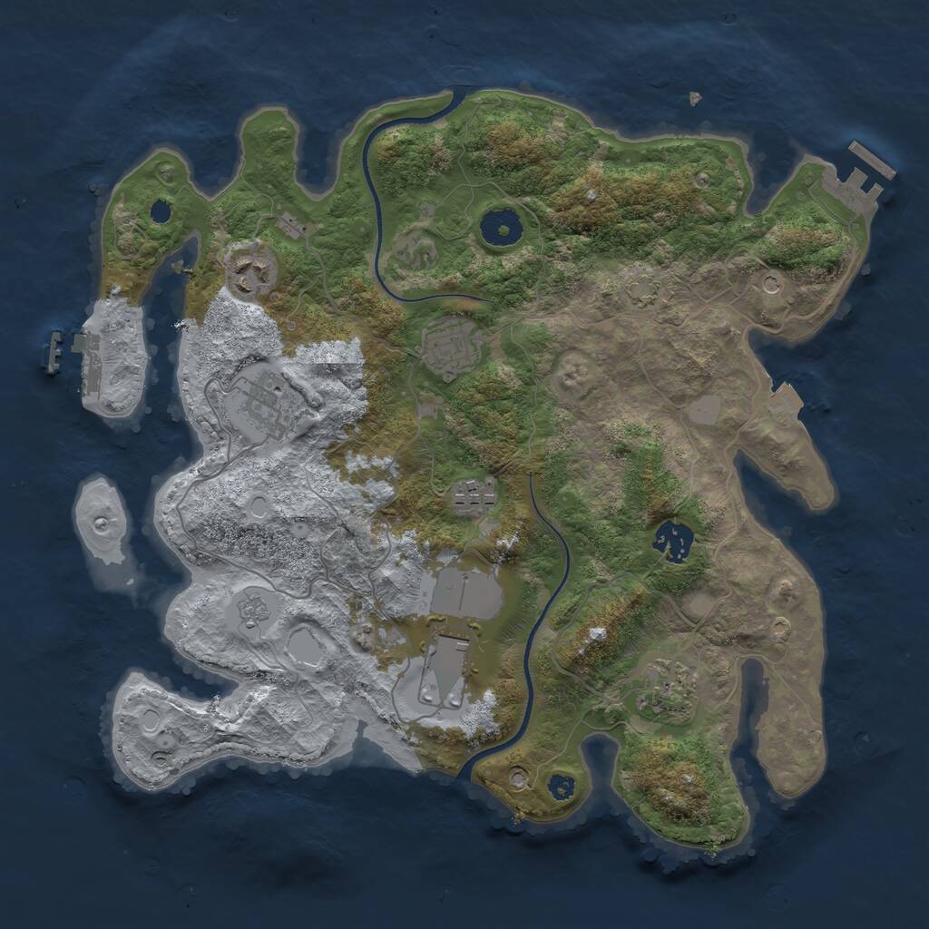 Rust Map: Procedural Map, Size: 3500, Seed: 1983847, 13 Monuments