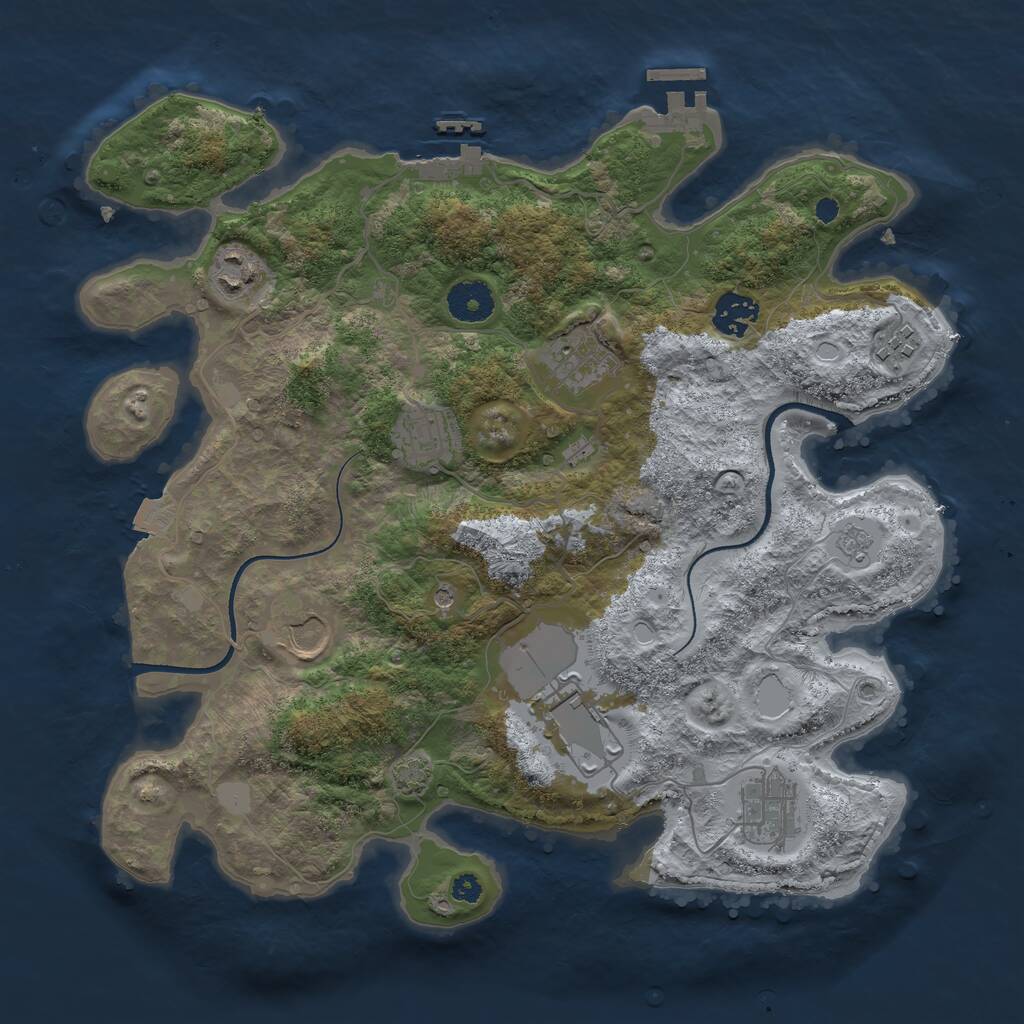 Rust Map: Procedural Map, Size: 3500, Seed: 235120143, 14 Monuments