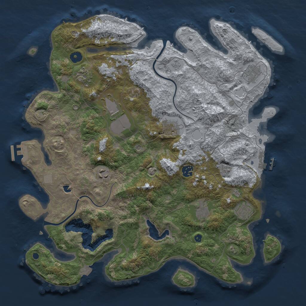 Rust Map: Procedural Map, Size: 4000, Seed: 681523670, 15 Monuments