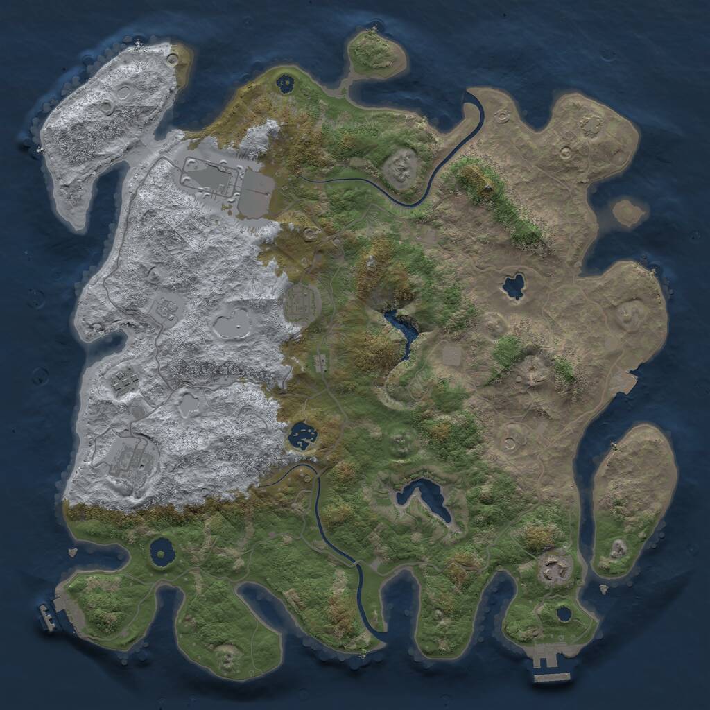 Rust Map: Procedural Map, Size: 4000, Seed: 1530342753, 12 Monuments