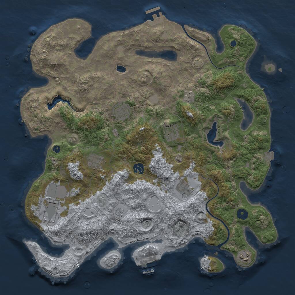 Rust Map: Procedural Map, Size: 4000, Seed: 1674115305, 14 Monuments