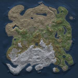 Thumbnail Rust Map: Procedural Map, Size: 4000, Seed: 1674115305, 14 Monuments