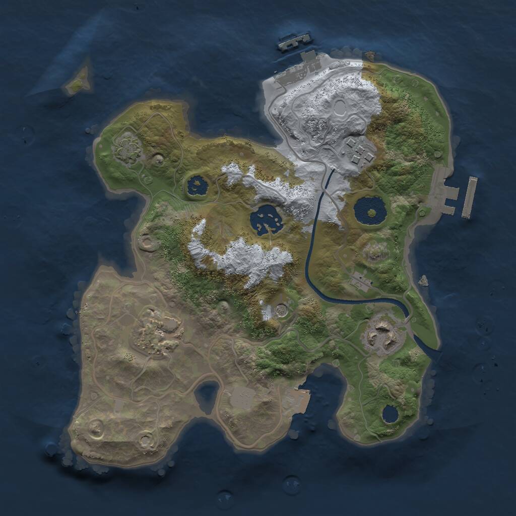 Rust Map: Procedural Map, Size: 2500, Seed: 3226, 9 Monuments