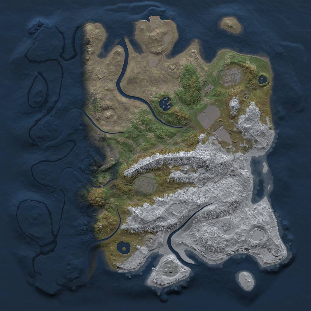 Rust Map: Procedural Map, Size: 3500, Seed: 991612569, 12 Monuments