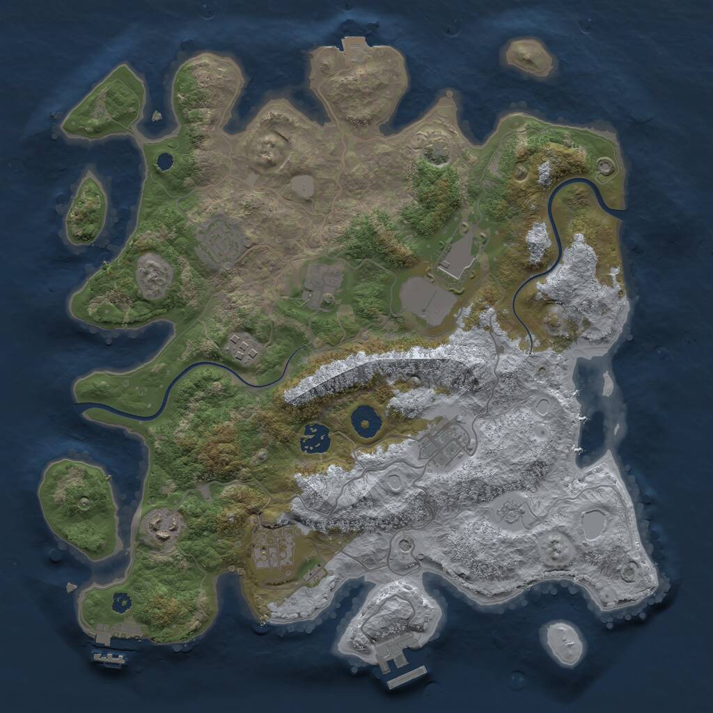 Rust Map: Procedural Map, Size: 3500, Seed: 991612569, 14 Monuments