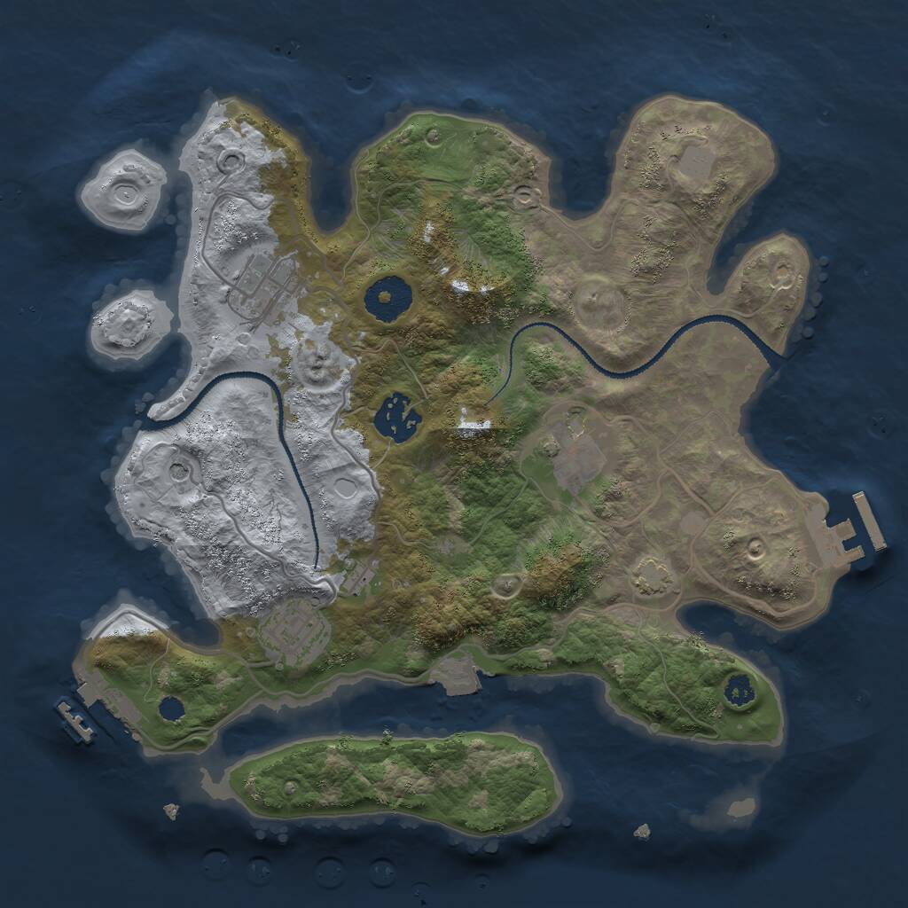 Rust Map: Procedural Map, Size: 3000, Seed: 242584586, 9 Monuments