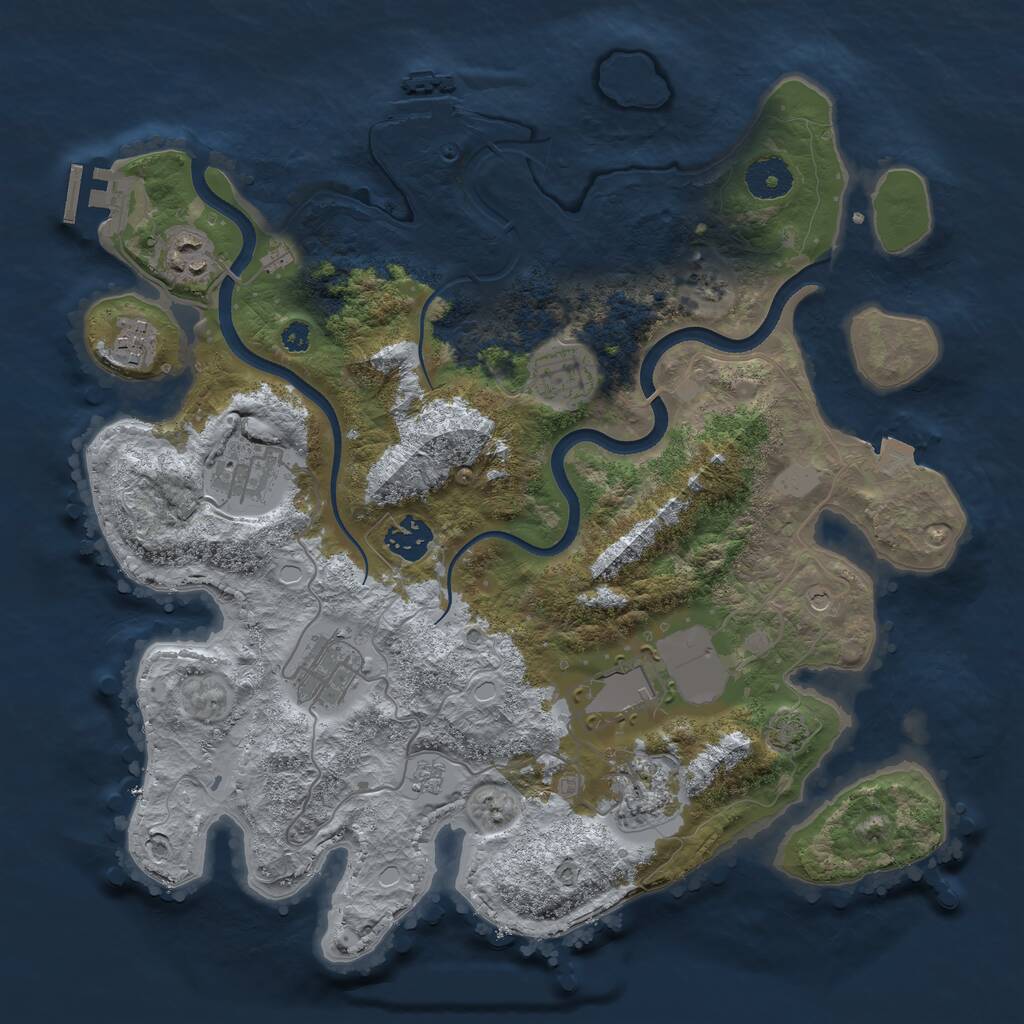Rust Map: Procedural Map, Size: 3500, Seed: 279786944, 14 Monuments