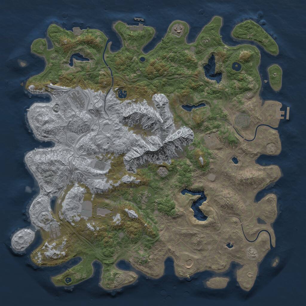 Rust Map: Procedural Map, Size: 5000, Seed: 297595353, 17 Monuments