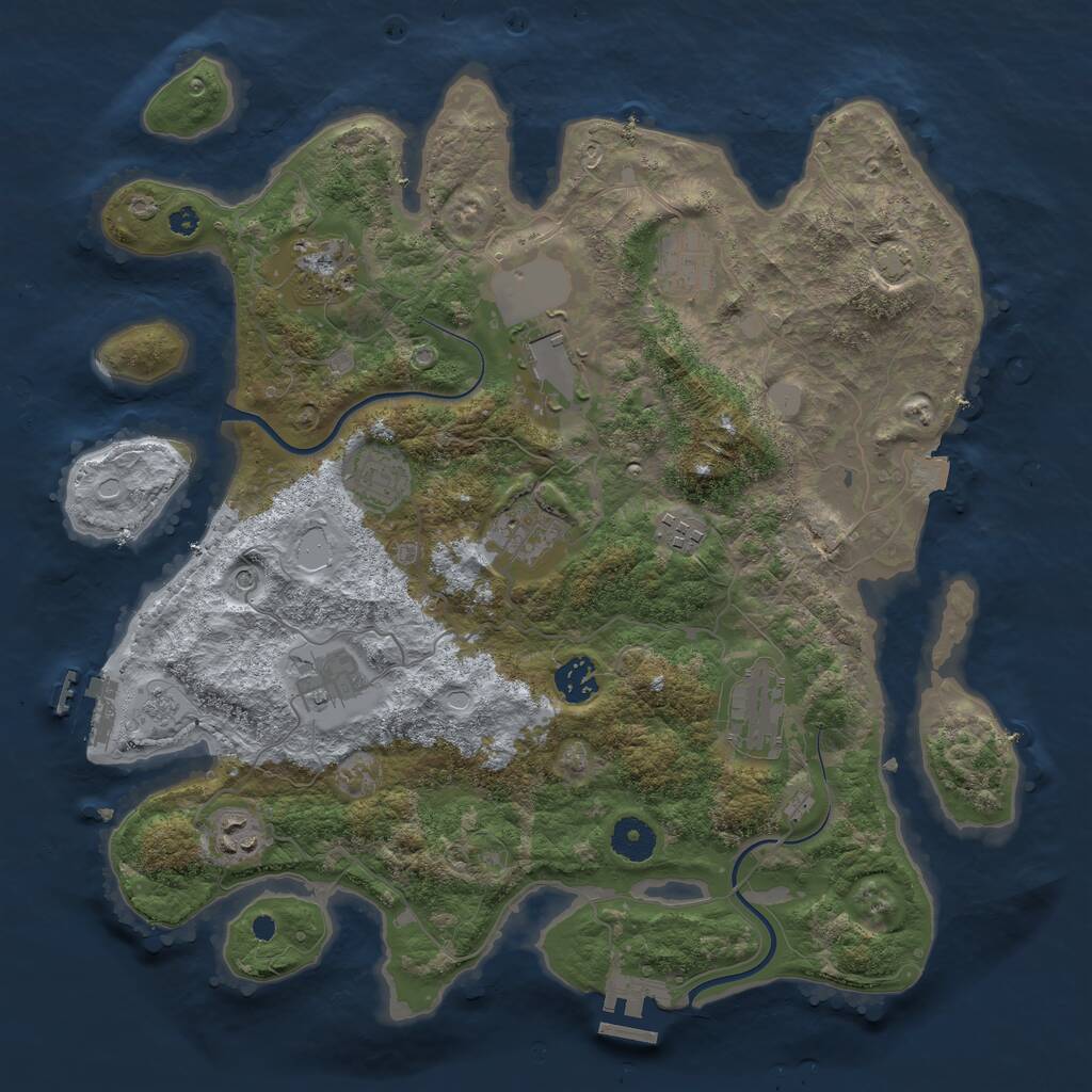 Rust Map: Procedural Map, Size: 3750, Seed: 1309264298, 16 Monuments