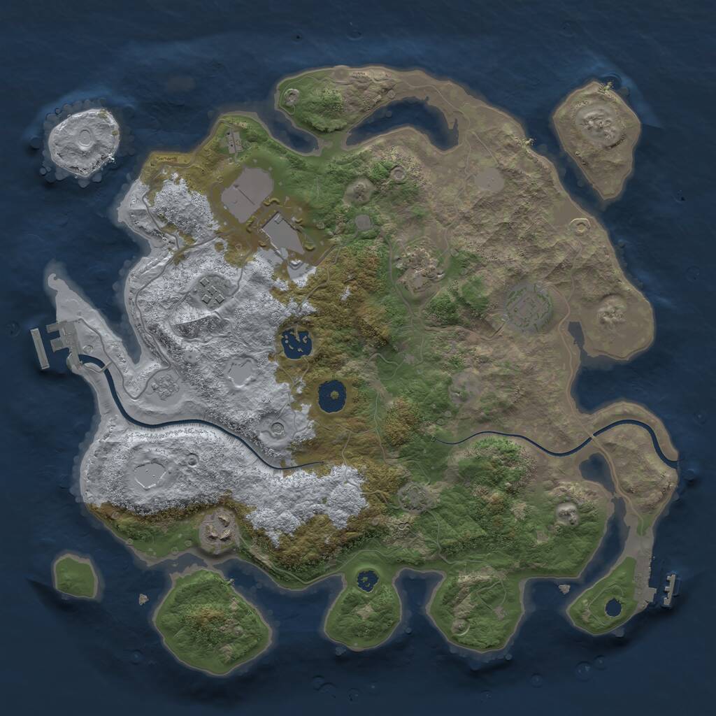 Rust Map: Procedural Map, Size: 3500, Seed: 60261466, 12 Monuments