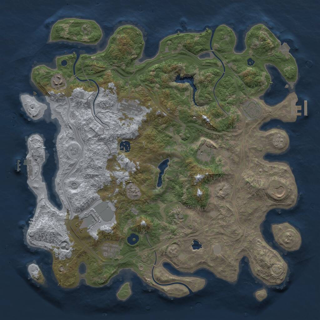 Rust Map: Procedural Map, Size: 4250, Seed: 126668501, 16 Monuments