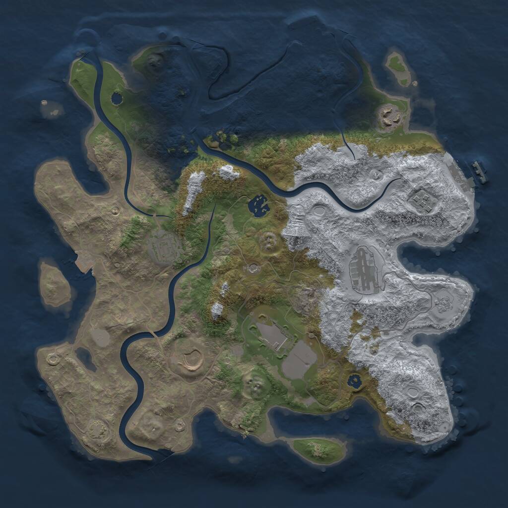 Rust Map: Procedural Map, Size: 3600, Seed: 590, 13 Monuments