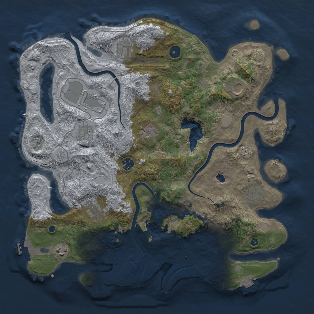 Rust Map: Procedural Map, Size: 4000, Seed: 1833241149, 16 Monuments