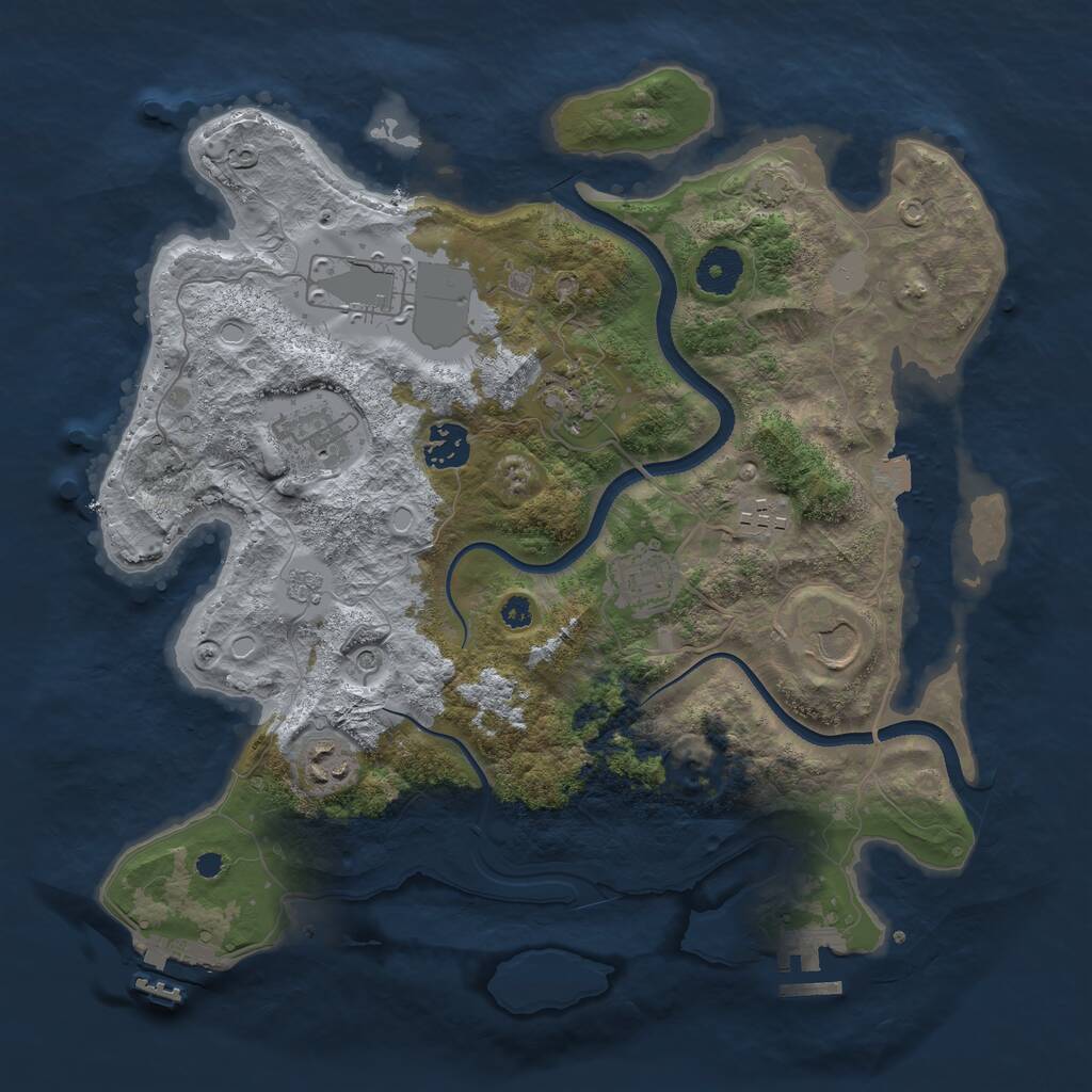 Rust Map: Procedural Map, Size: 3500, Seed: 23544632, 14 Monuments