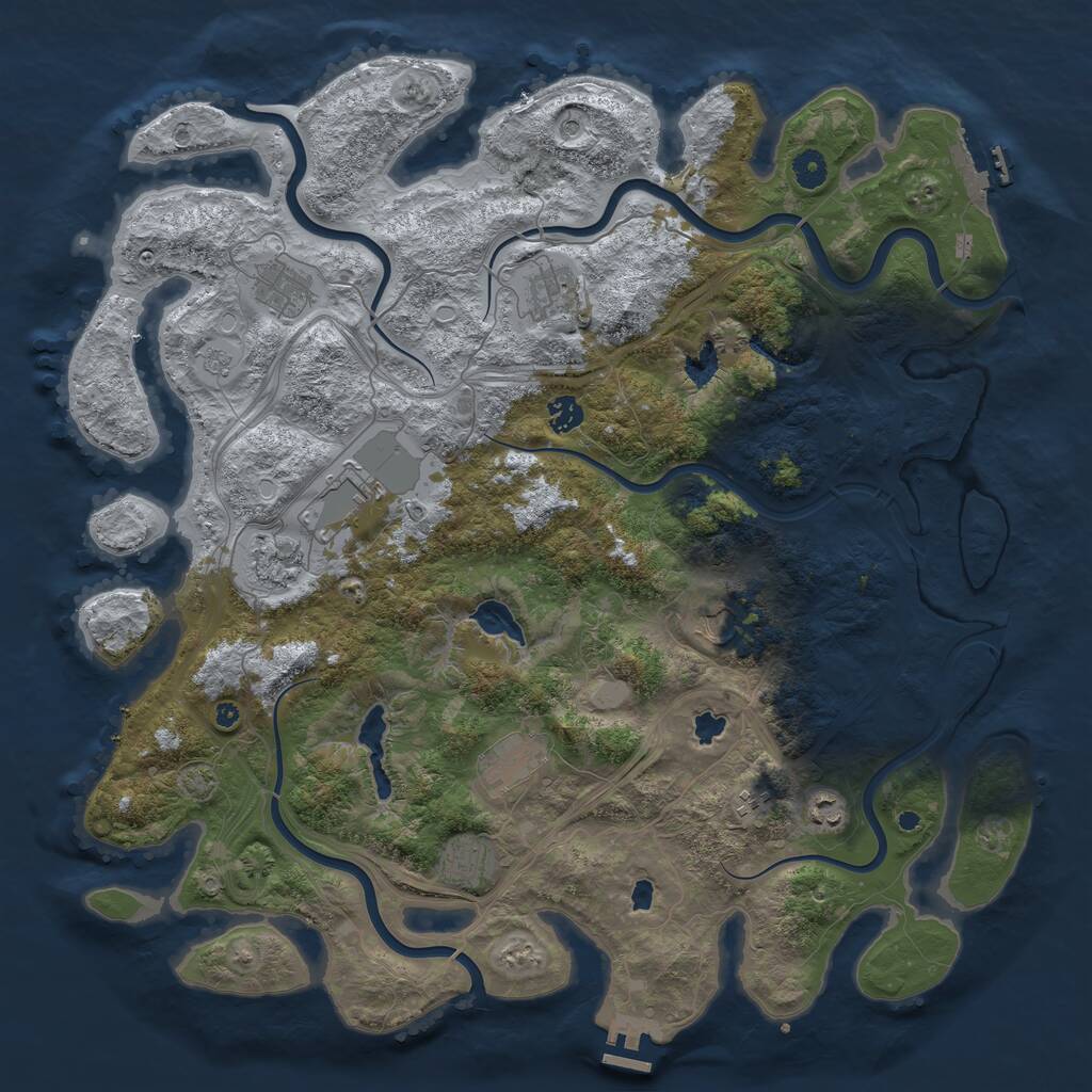 Rust Map: Procedural Map, Size: 4500, Seed: 1486064151, 16 Monuments
