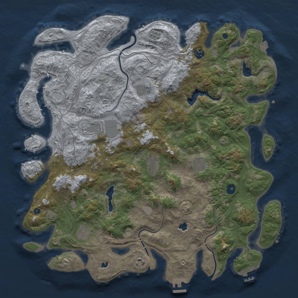 Rust Map: Procedural Map, Size: 4500, Seed: 1486064151, 15 Monuments