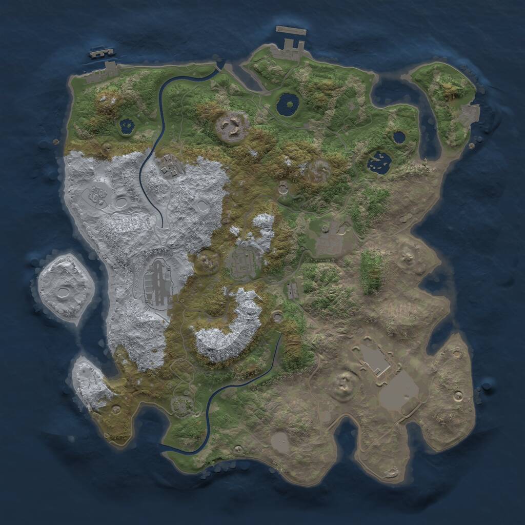 Rust Map: Procedural Map, Size: 3500, Seed: 435221715, 13 Monuments