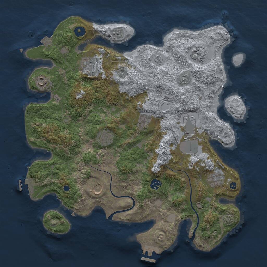 Rust Map: Procedural Map, Size: 3750, Seed: 1004893372, 16 Monuments