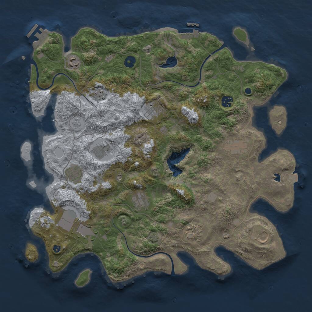 Rust Map: Procedural Map, Size: 4050, Seed: 1657072959, 17 Monuments