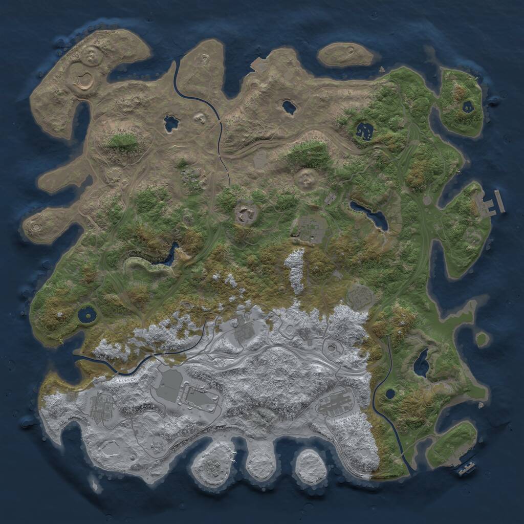 Rust Map: Procedural Map, Size: 4500, Seed: 1825832078, 17 Monuments