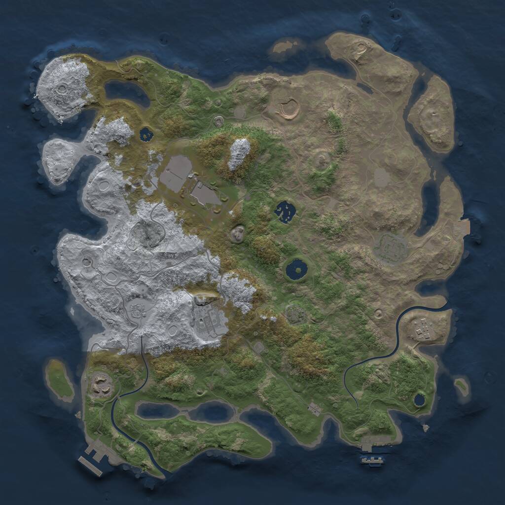 Rust Map: Procedural Map, Size: 3700, Seed: 1203172171, 13 Monuments