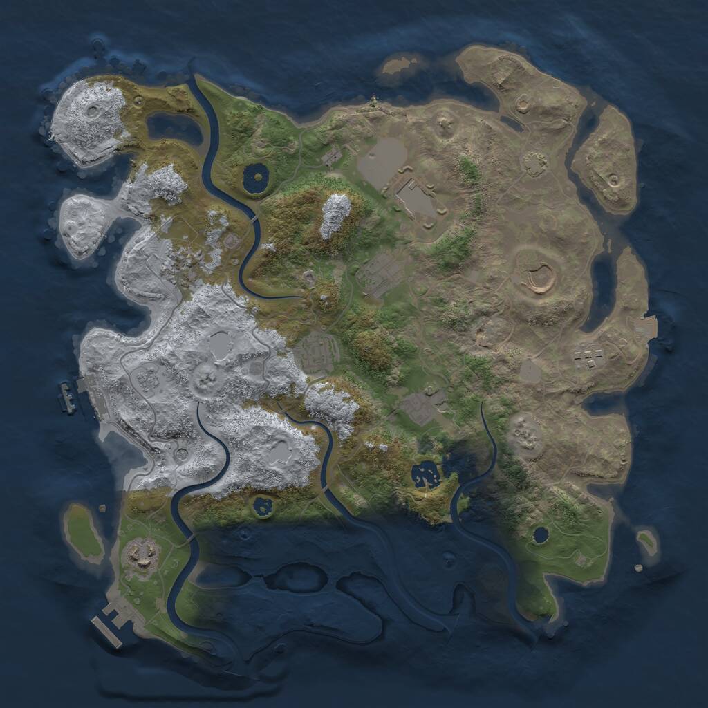 Rust Map: Procedural Map, Size: 3700, Seed: 1203172171, 15 Monuments